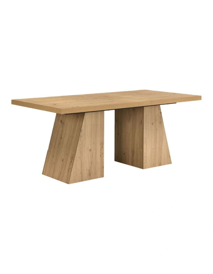 180cm Rectangular Dining Table, Long Dining Room Tables with Double Pedestal for Dining Room, Oak image 1
