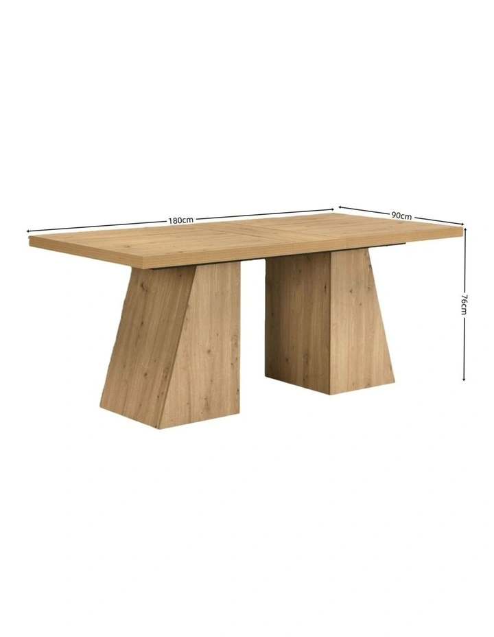 180cm Rectangular Dining Table, Long Dining Room Tables with Double Pedestal for Dining Room, Oak image 7