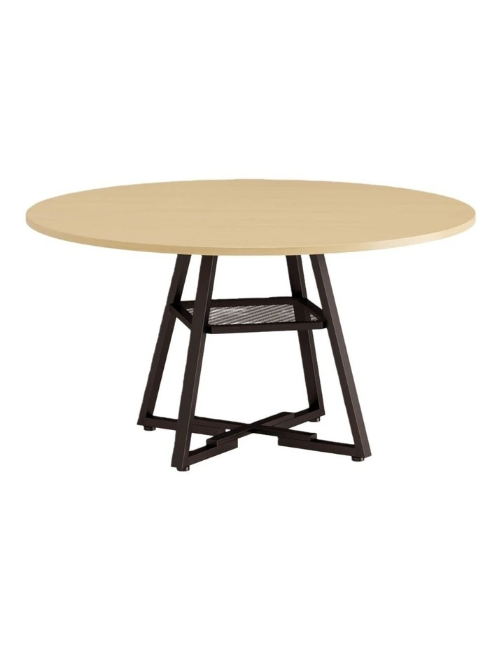 Round Wood Texture Dining Table in Oak Colour image 1