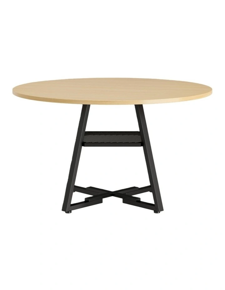Round Wood Texture Dining Table in Oak Colour image 4