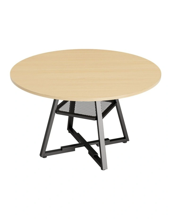 Round Wood Texture Dining Table in Oak Colour image 5