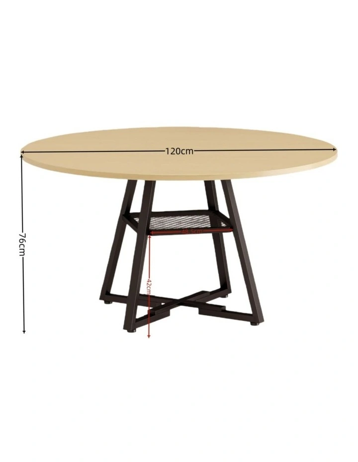 Round Wood Texture Dining Table in Oak Colour image 7