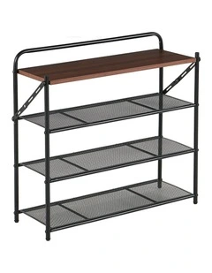 4 Tier Shoe Rack, Shoe Rack for Entryway in Black, No Assembly Needed