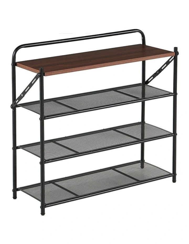 4 Tier Shoe Rack, Shoe Rack for Entryway in Black, No Assembly Needed image 1