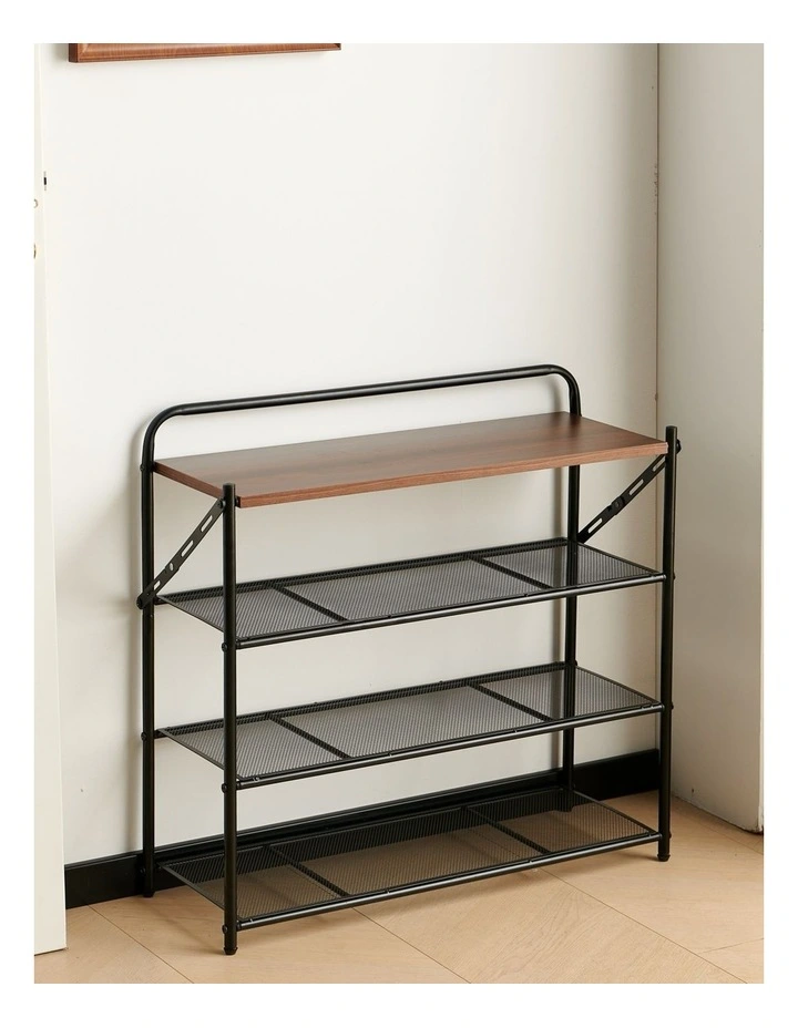4 Tier Shoe Rack, Shoe Rack for Entryway in Black, No Assembly Needed image 4