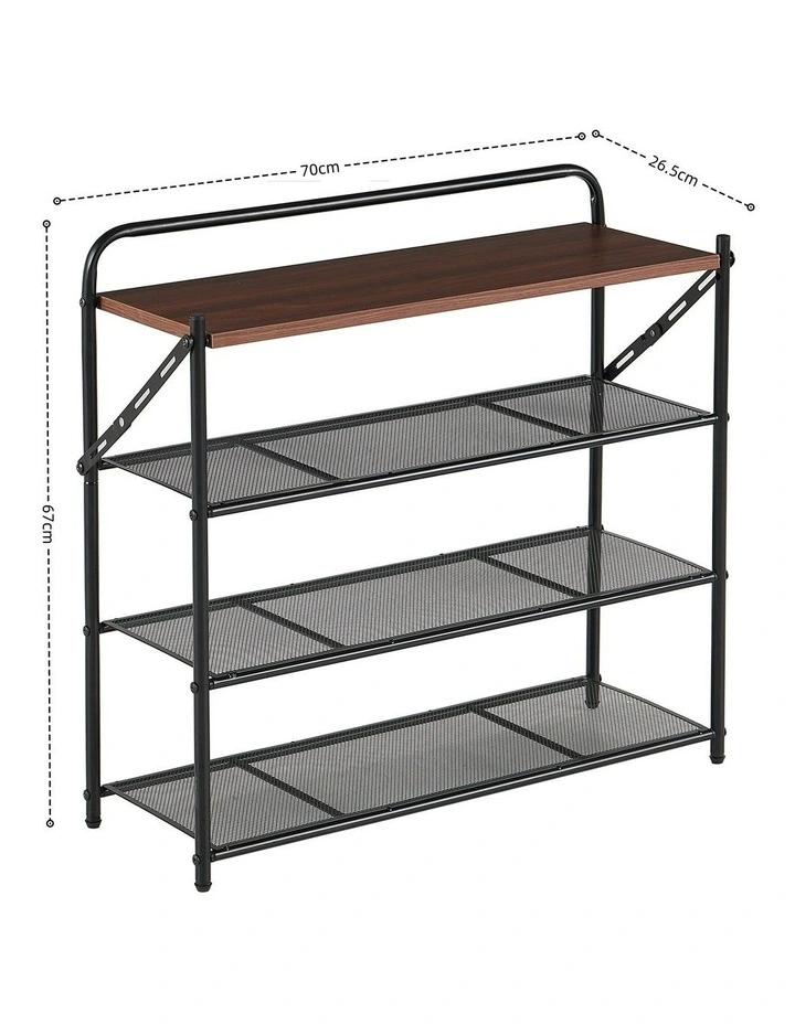 4 Tier Shoe Rack, Shoe Rack for Entryway in Black, No Assembly Needed image 7
