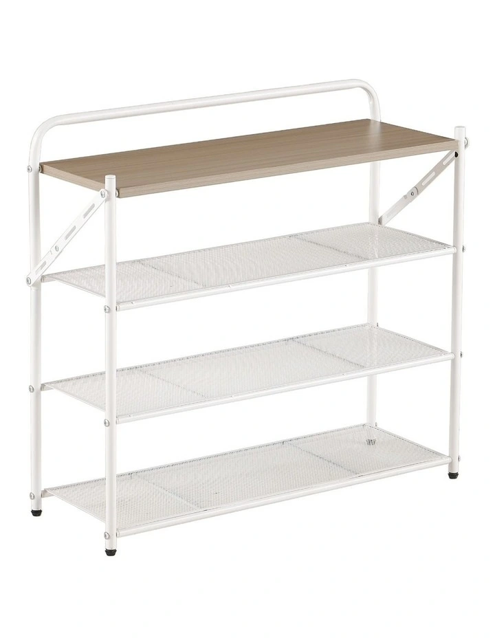 4 Tier Shoe Rack, Shoe Rack for Entryway in White, No Assembly Needed image 1