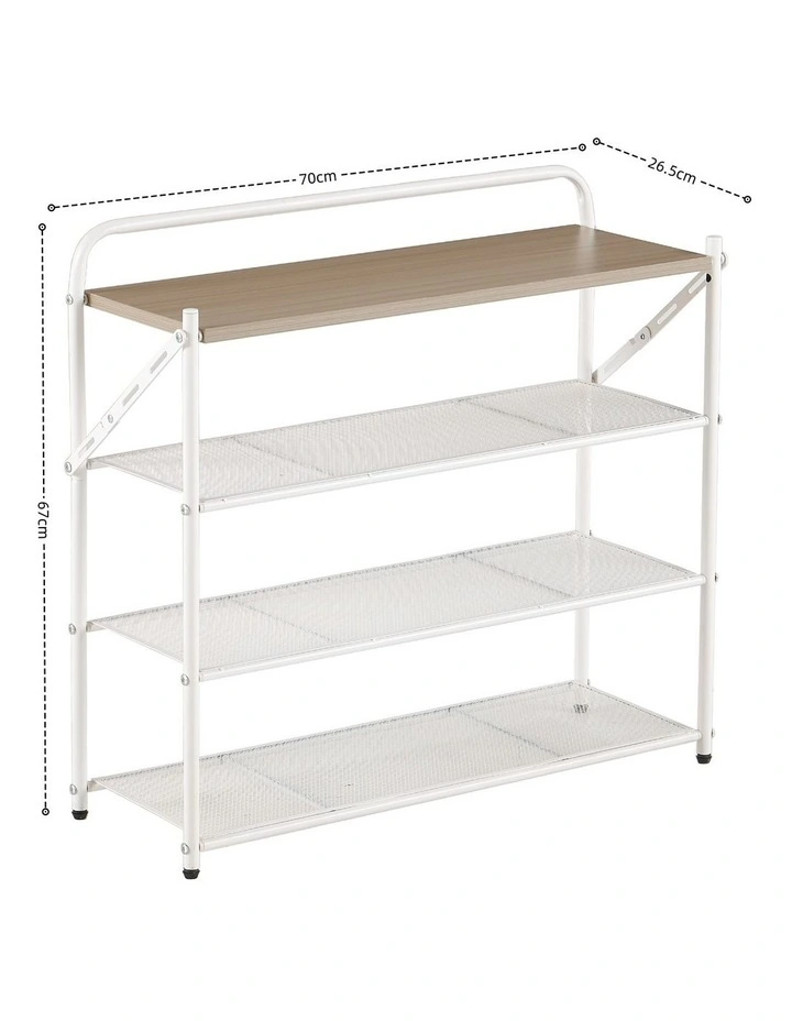 4 Tier Shoe Rack, Shoe Rack for Entryway in White, No Assembly Needed image 7