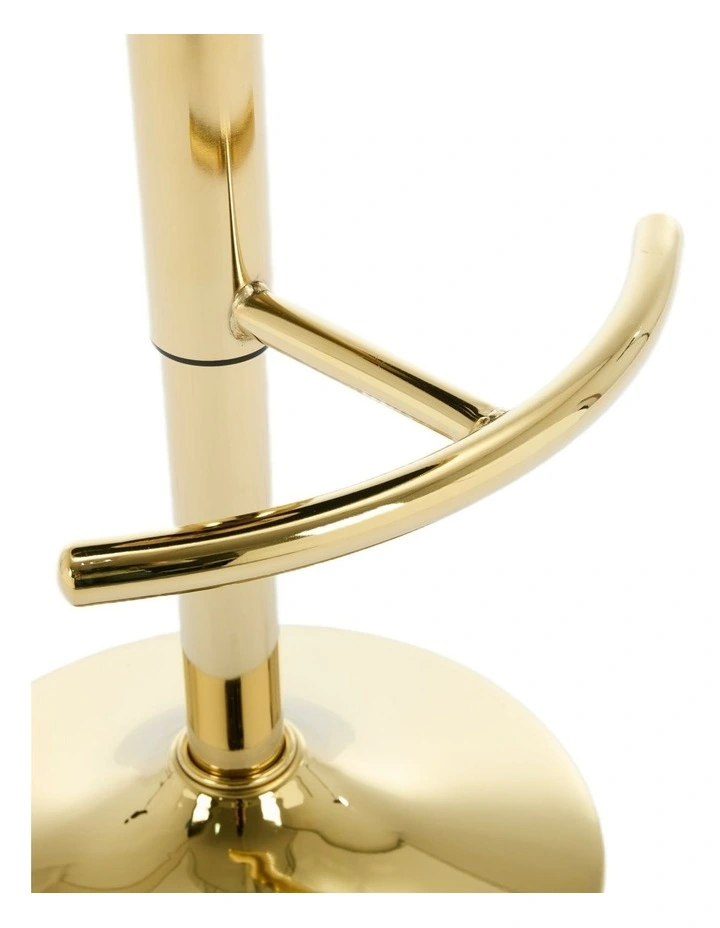 Set of 2 Velvet Adjustable Swivel Barstools with Golden Base in Beige image 5