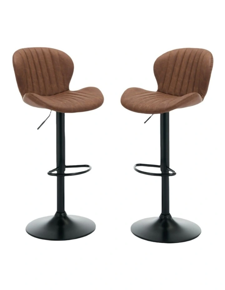 Set of 2 Modern Faux Leather Swivel Bar Stools, Bar Chairs with High Backrest in Brown Colour image 1