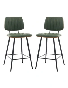 Counter Height Bar Stools, Mid-century Faux Leather Upholstered Barstools with Shell Stiching Back