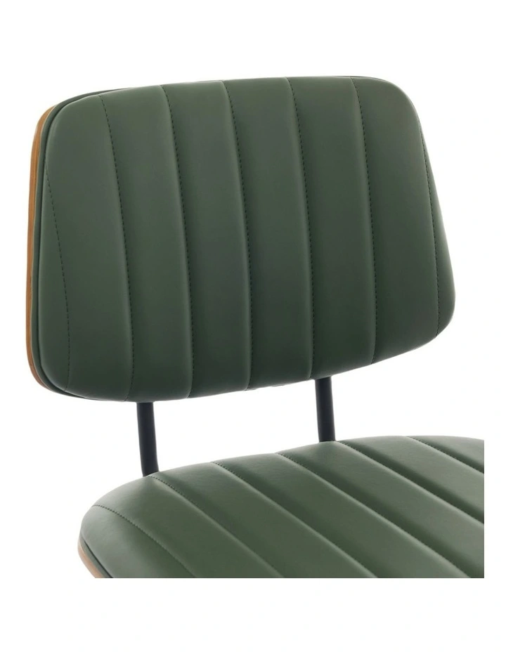 Counter Height Bar Stools, Mid-century Faux Leather Upholstered Barstools with Shell Stiching Back image 5