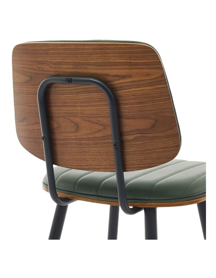 Counter Height Bar Stools, Mid-century Faux Leather Upholstered Barstools with Shell Stiching Back image 6