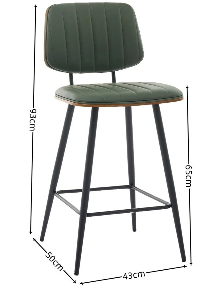 Counter Height Bar Stools, Mid-century Faux Leather Upholstered Barstools with Shell Stiching Back image 7