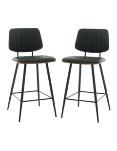 Counter Height Bar Stools, Mid-century Faux Leather Upholstered Barstools with Shell Stiching Back