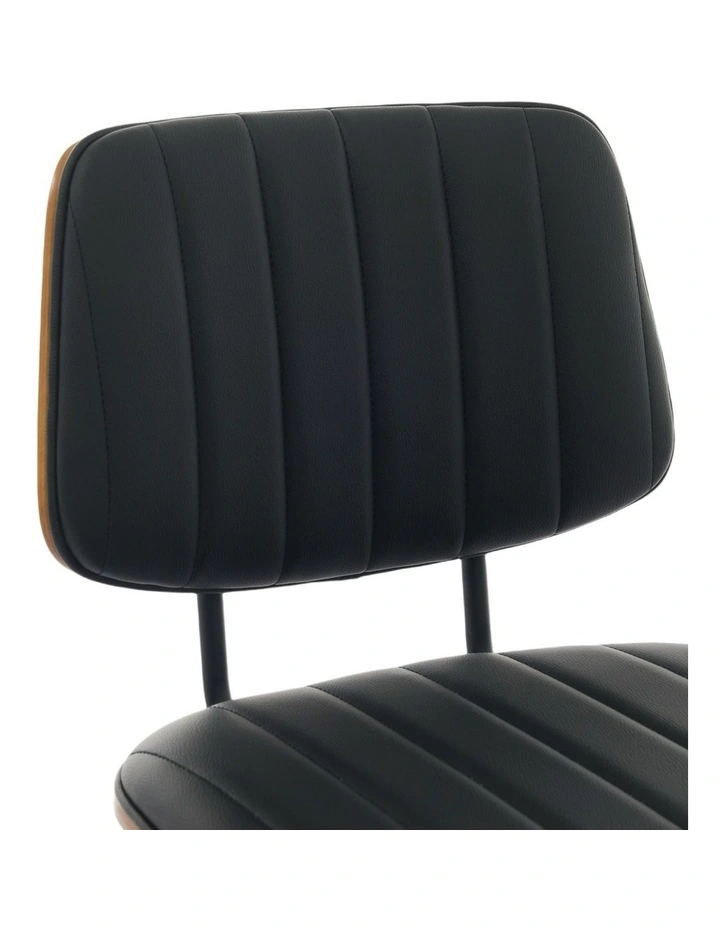 Counter Height Bar Stools, Mid-century Faux Leather Upholstered Barstools with Shell Stiching Back image 5