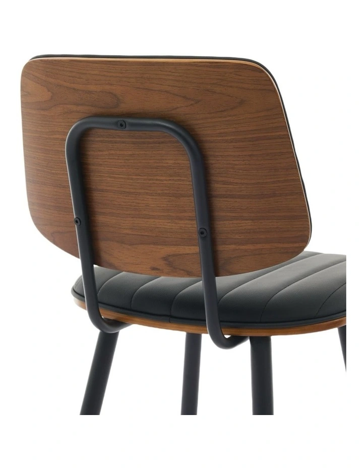 Counter Height Bar Stools, Mid-century Faux Leather Upholstered Barstools with Shell Stiching Back image 6