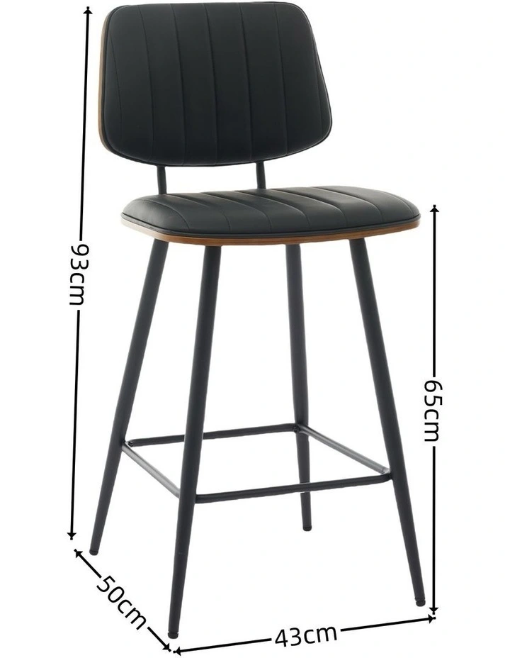 Counter Height Bar Stools, Mid-century Faux Leather Upholstered Barstools with Shell Stiching Back image 7