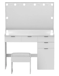 Artiss Dressing Table Set Stool 10 Led Bulbs White