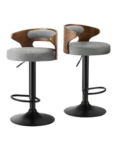 Oikiture Bar Stools Kitchen Gas Lift Swivel Chairs Stool Wooden Barstool Grey x2