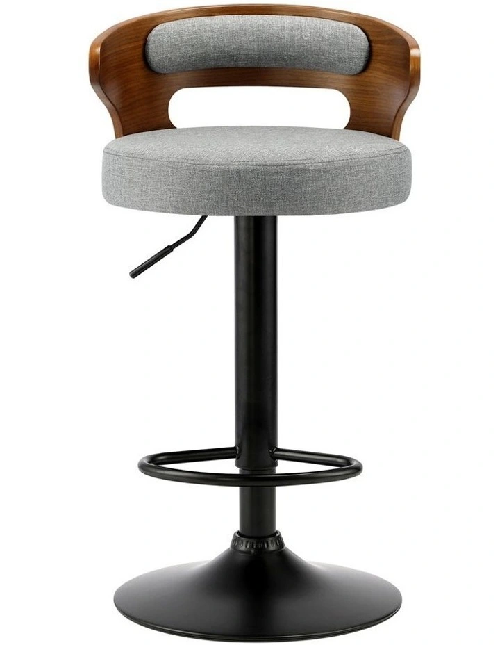 Oikiture Bar Stools Kitchen Gas Lift Swivel Chairs Stool Wooden Barstool Grey x2 image 2