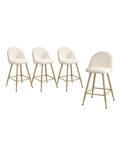 Oikiture 4x Bar Stools Kitchen Dining Chairs Counter Stool Boucle Padded Stools