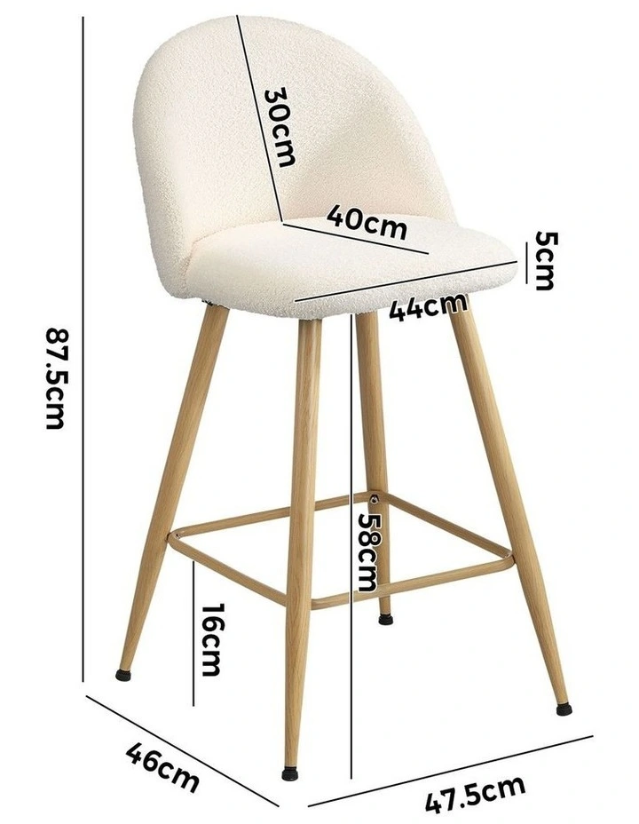 Oikiture 4x Bar Stools Kitchen Dining Chairs Counter Stool Boucle Padded Stools image 3
