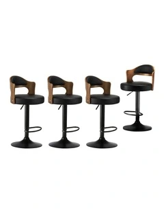 Oikiture Set of 4 Bar Stools Kitchen Swivel Barstool Chairs Gas Lift Metal