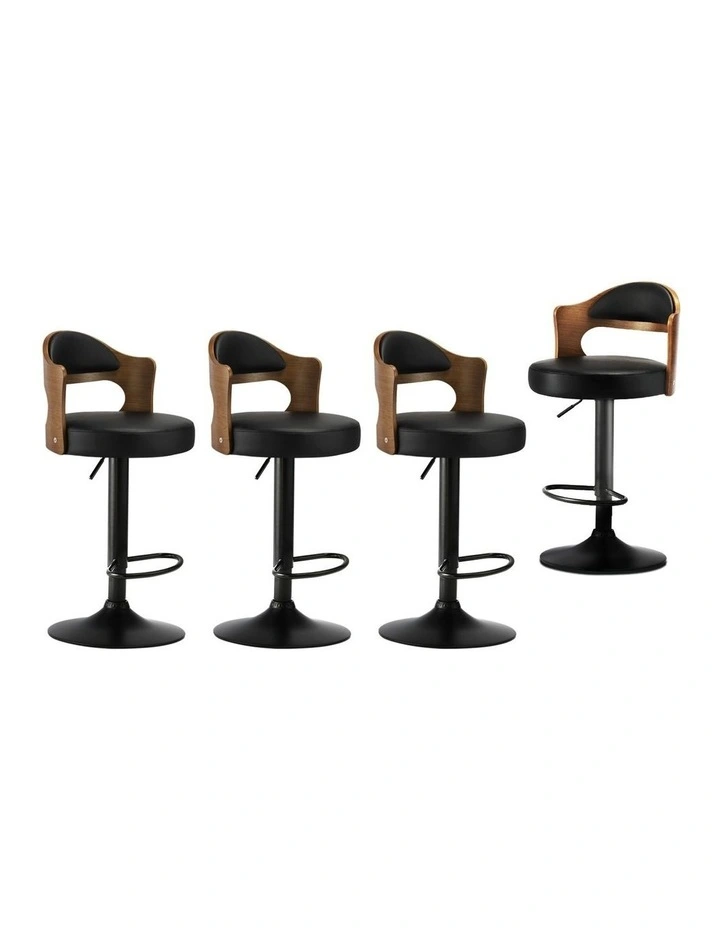 Oikiture Set of 4 Bar Stools Kitchen Swivel Barstool Chairs Gas Lift Metal image 1