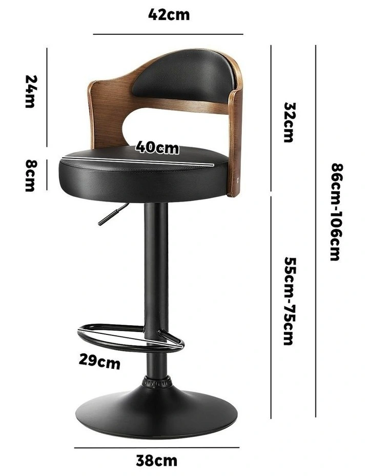 Oikiture Set of 4 Bar Stools Kitchen Swivel Barstool Chairs Gas Lift Metal image 3