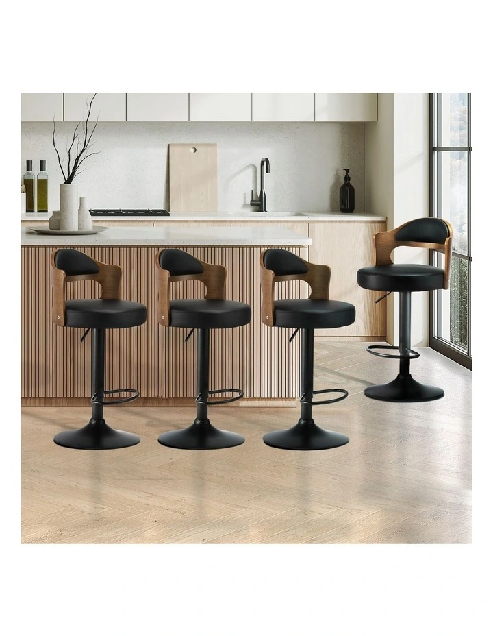 Oikiture Set of 4 Bar Stools Kitchen Swivel Barstool Chairs Gas Lift Metal image 4