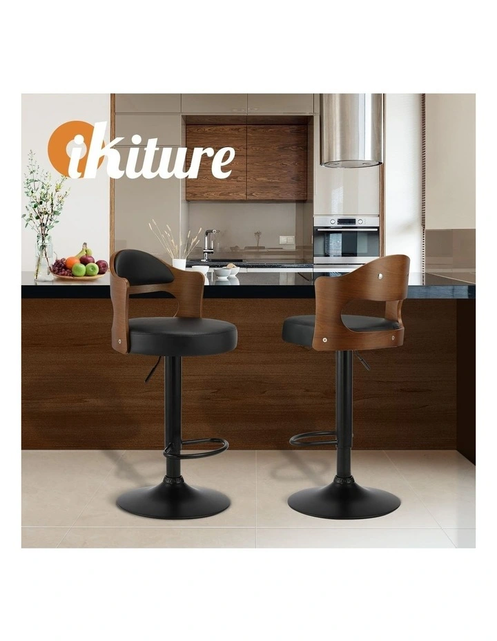 Oikiture Set of 4 Bar Stools Kitchen Swivel Barstool Chairs Gas Lift Metal image 7