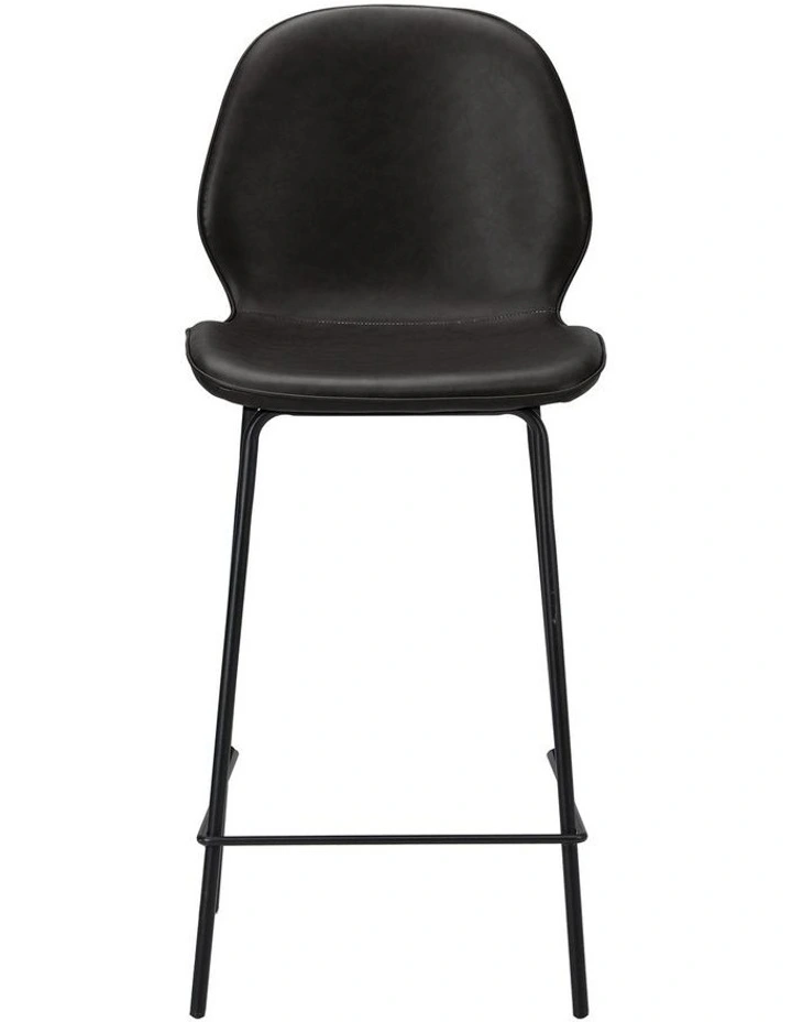 Oikiture Set of 4 Bar Stools Kitchen Dining Chairs Counter Stool Leather Black image 2