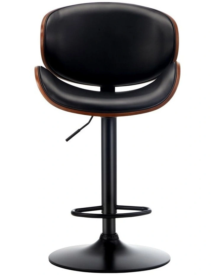 Oikiture Set of 4 Bar Stools Kitchen Stool Swivel Chair Wooden Leather Gas Lift image 2