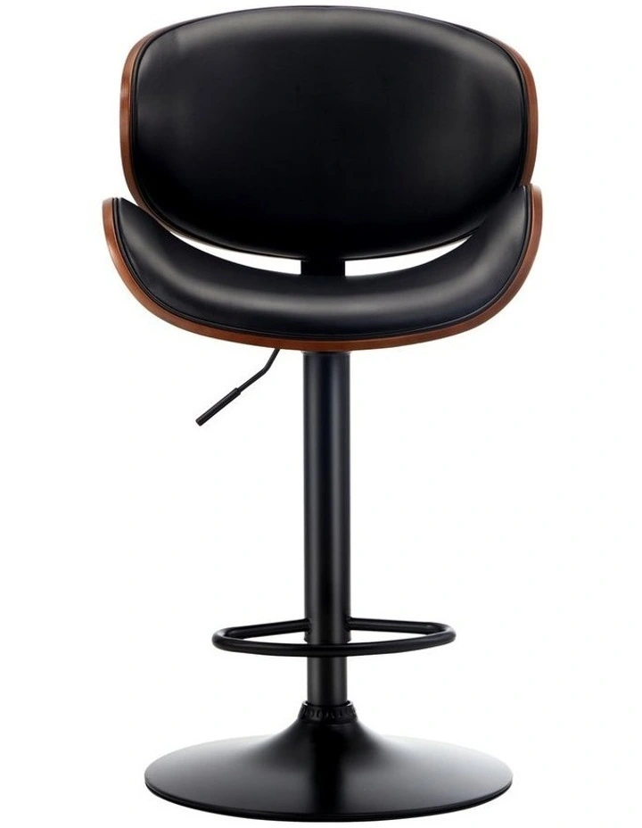 Oikiture Set of 4 Bar Stools Kitchen Stool Swivel Chair Wooden Leather Gas Lift image 6
