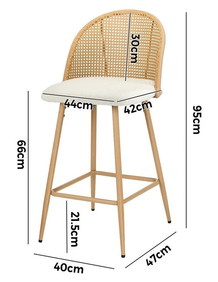 Oikiture Bar Stools Kitchen Counter Stool Rattan Dining Chair Boucle White x4 image 3