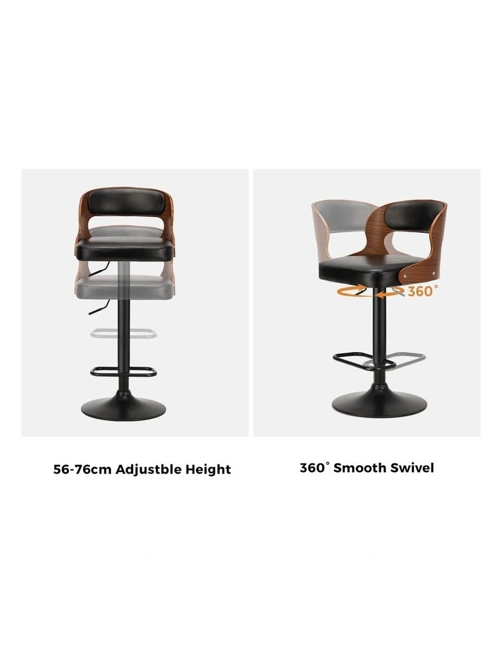 Oikiture 4X Bar Stool Gas Lift Kitchen Swivel Chair Leather LUKA image 6