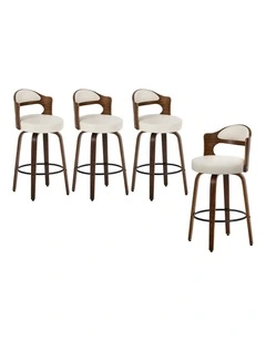 Oikiture 4x Bar Stools Kitchen Swivel Counter Chair Shell Leather White