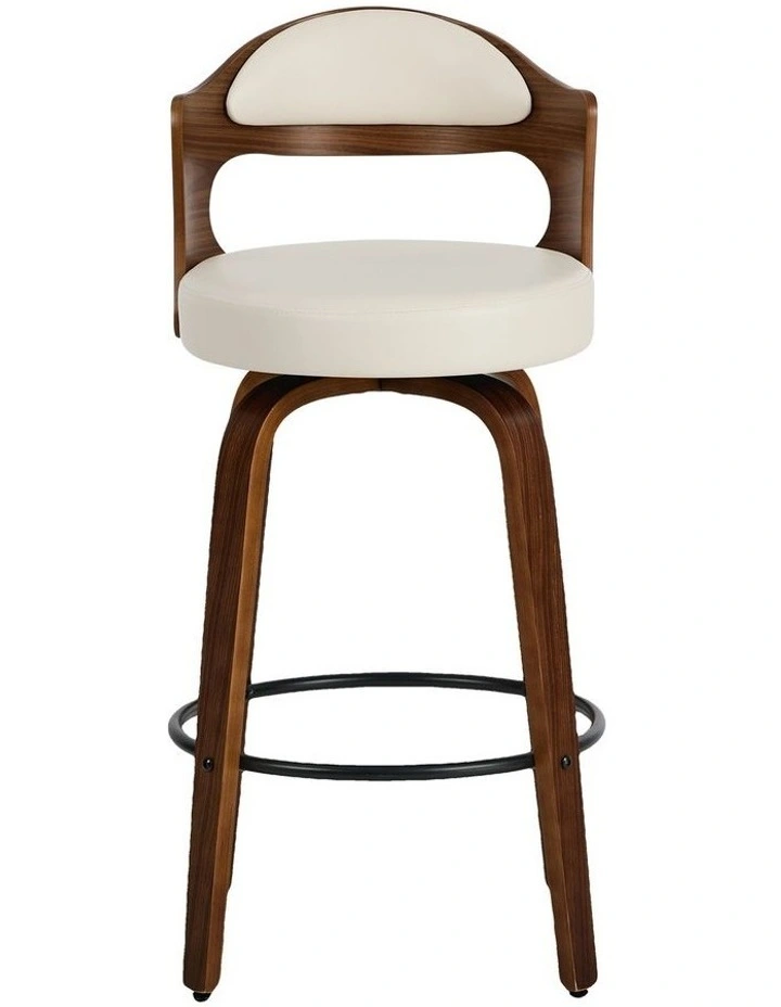 Oikiture 4x Bar Stools Kitchen Swivel Counter Chair Shell Leather White image 2