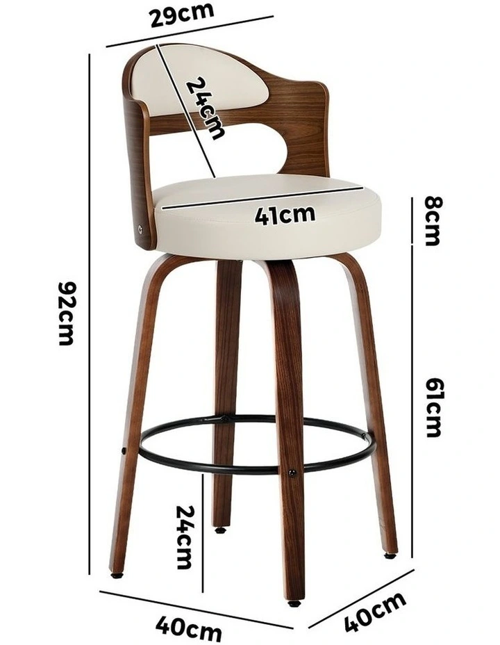 Oikiture 4x Bar Stools Kitchen Swivel Counter Chair Shell Leather White image 3