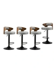 Oikiture Set of 4 Bar Stools Kitchen Gas Lift Swivel Chairs Stool Barstool Grey