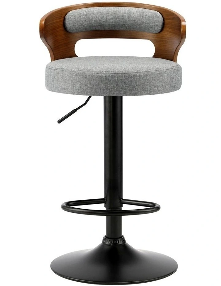 Oikiture Set of 4 Bar Stools Kitchen Gas Lift Swivel Chairs Stool Barstool Grey image 2