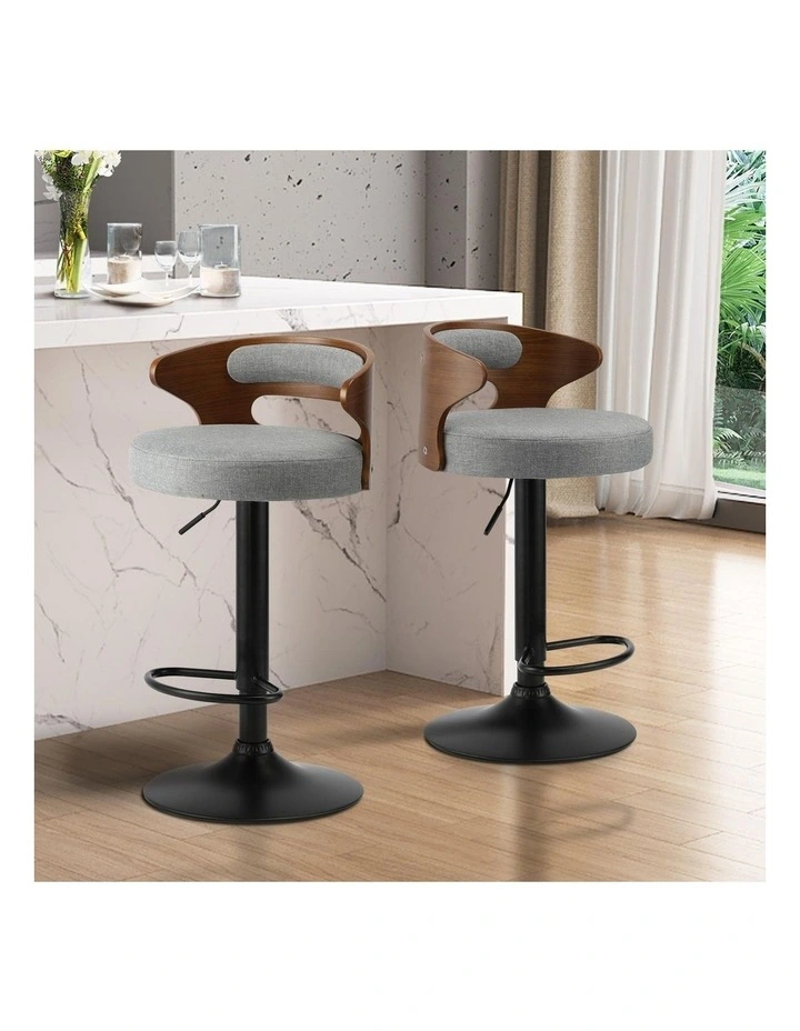 Oikiture Set of 4 Bar Stools Kitchen Gas Lift Swivel Chairs Stool Barstool Grey image 5