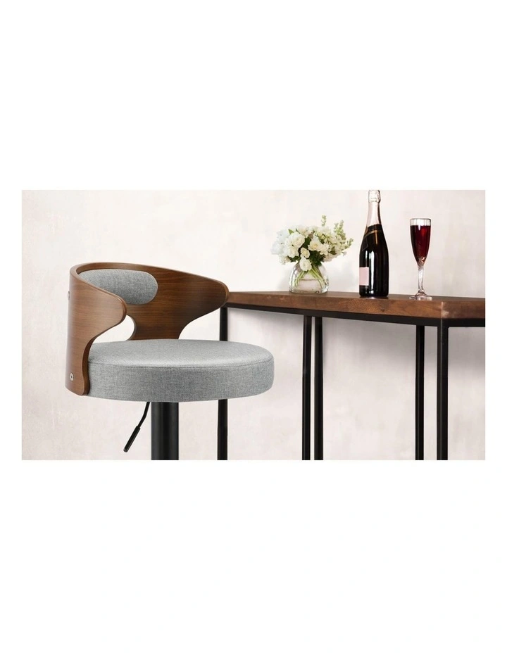 Oikiture Set of 4 Bar Stools Kitchen Gas Lift Swivel Chairs Stool Barstool Grey image 6