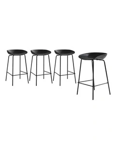 Oikiture Set of 4 Kitchen Bar Stools Stool Dinning Counter Chairs Metal Black