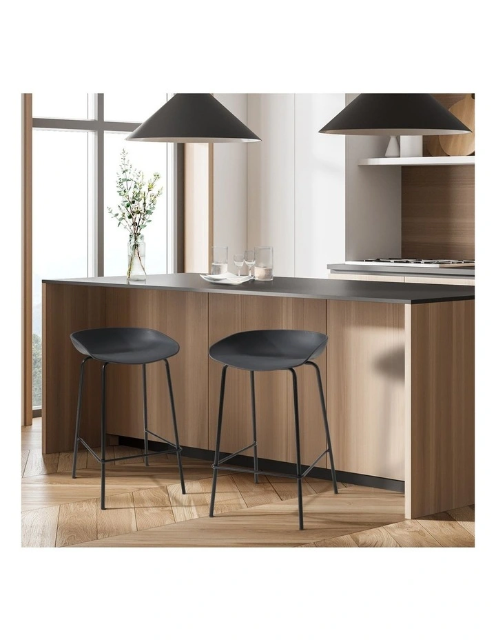 Oikiture Set of 4 Kitchen Bar Stools Stool Dinning Counter Chairs Metal Black image 6