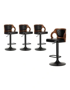 Oikiture 4X Bar Stools Kitchen Gas Lift Swivel Chairs Wooden Barstool
