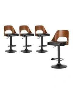 Oikiture Bar Stools Swivel Counter Stool Kitchen Gas Lift Chair Leather Set of 4