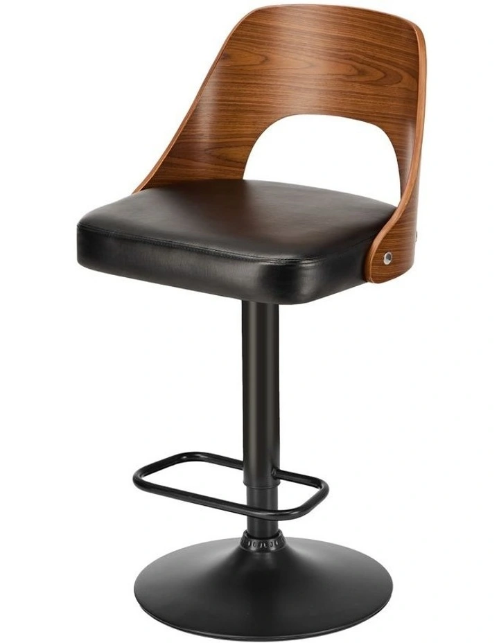 Oikiture Bar Stools Swivel Counter Stool Kitchen Gas Lift Chair Leather Set of 4 image 2