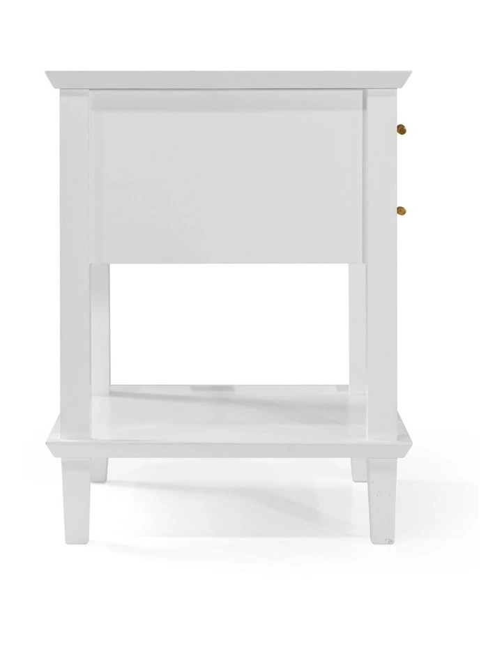 Amber Hamptons 2 Draw White Bedside Table w/Brass Handle 50cm image 4